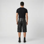 Men's Black Leather Shorts Genuine Lambskin Casual Shorts