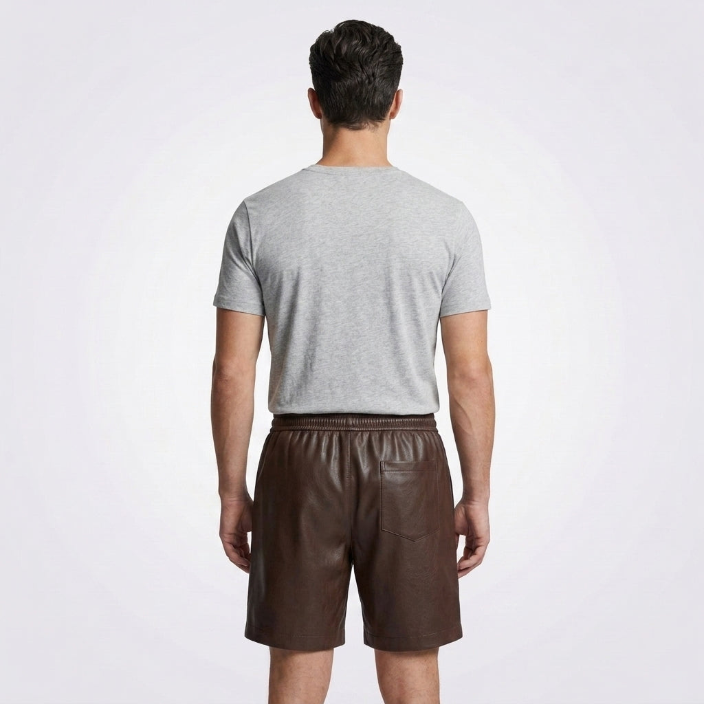 Men's Lambskin Leather Shorts Luxury Soft Leather Shorts