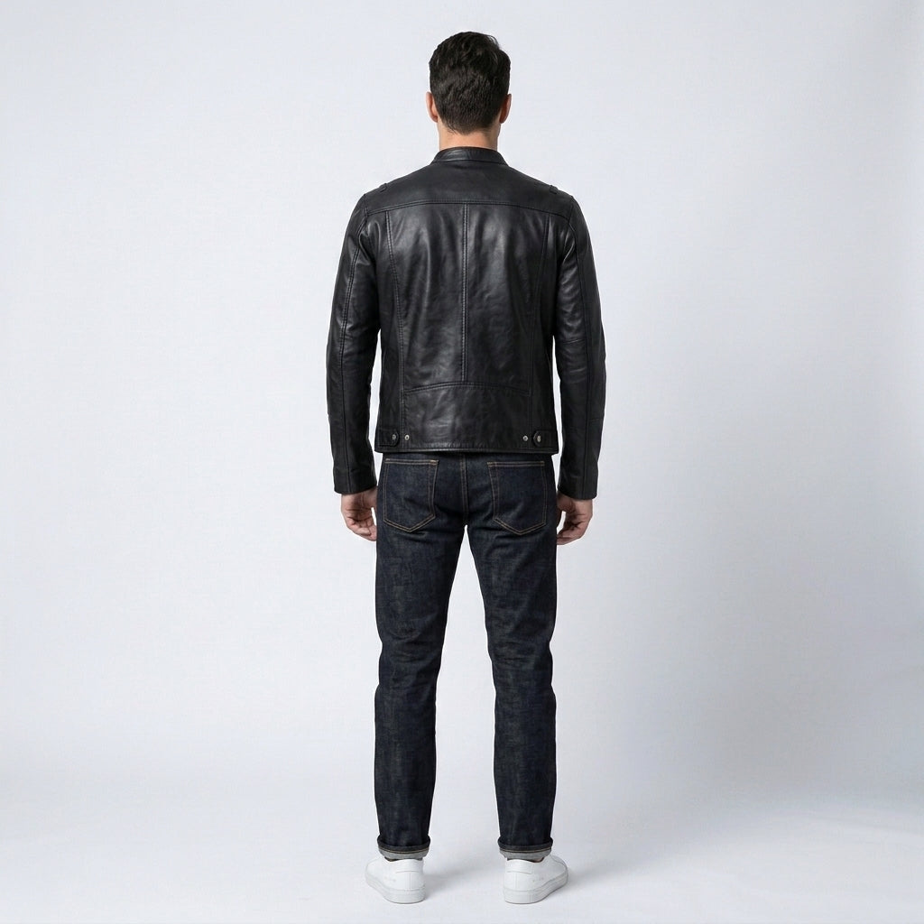 Men's Leather Shirt Jacket Genuine Leather Casual Overshirt