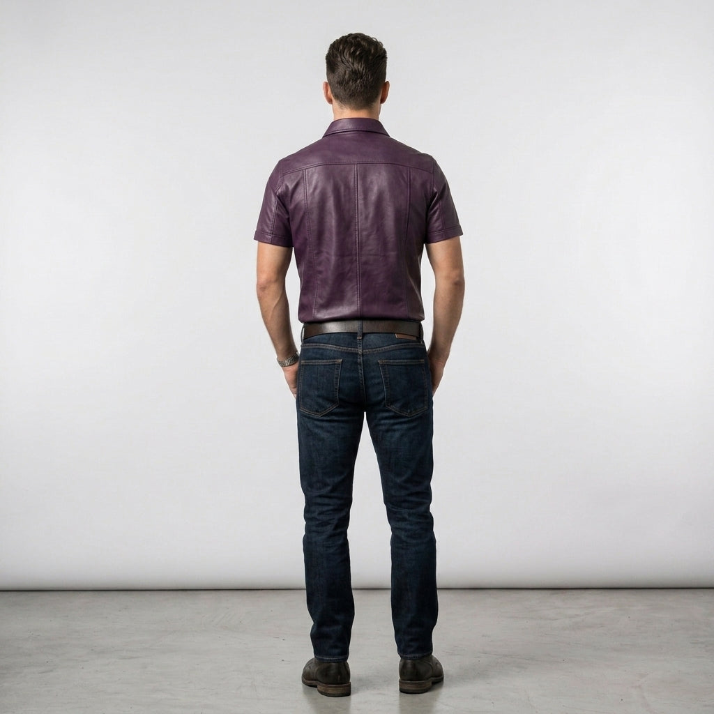 Men's Leather Shacket Premium Casual Leather Shirt Jacket