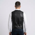 Men's Premium Leather Vest Classic Western Cowboy Waistcoat