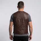 Men's Leather Riding Vest Premium Sleeveless Biker Jacket