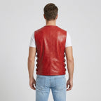 Men's Designer Leather Vest Genuine Leather Fashion Waistcoat