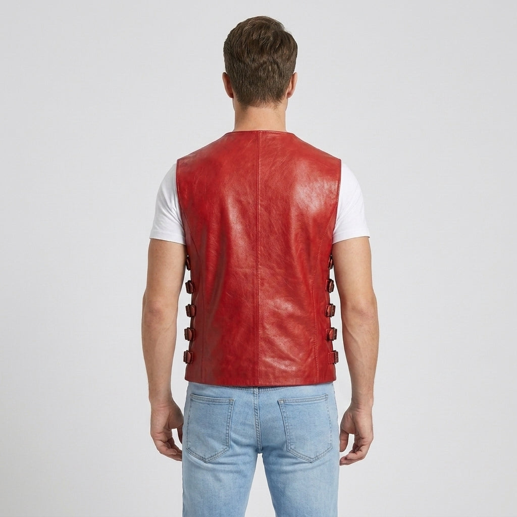 Men's Designer Leather Vest Genuine Leather Fashion Waistcoat