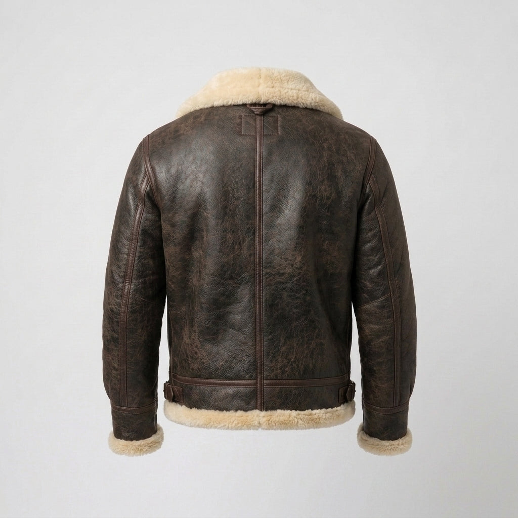Men's Genuine Sheepskin Leather Jacket – Premium Shearling Winter Coat