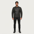 Men's Distressed Leather Biker Jacket