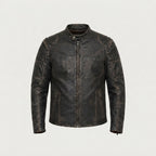 Men's Distressed Leather Biker Jacket
