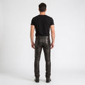 Men's Vintage Leather Pants Distressed Biker Motorcycle Trousers