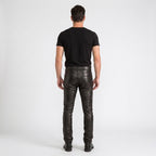 Men's Vintage Leather Pants Distressed Biker Motorcycle Trousers